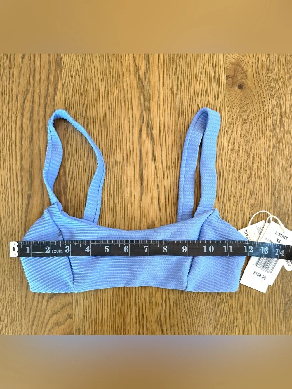 L*Space For Anthropology Jess Ribbed Bikini Top Light Blue Size XS NWT Swim